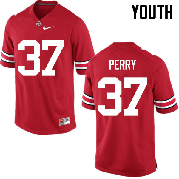 Youth Ohio State Buckeyes #37 Joshua Perry Red Game College Stitched Football Jersey 23MC045JS